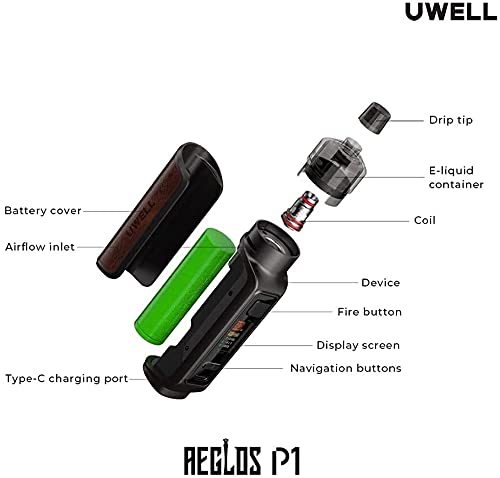 Uwell Aeglos P1 Kit 80W Vape Mod 4ML Cartridge Pod & FeCrAI UN2 Meshed-H Aeglos P1 Coil Vaporizador de cigarrillos electrónicos