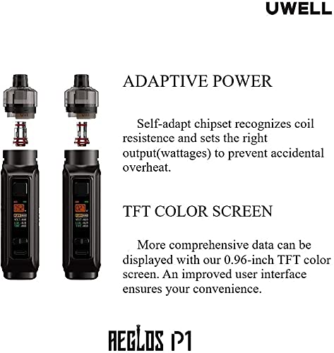 Uwell Aeglos P1 Kit 80W Vape Mod 4ML Cartridge Pod & FeCrAI UN2 Meshed-H Aeglos P1 Coil Vaporizador de cigarrillos electrónicos