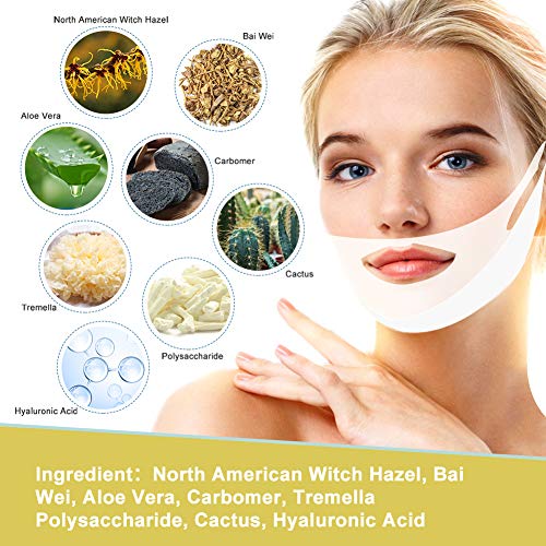 V line Lifting Mask, V-Shaped Slimming Mask, Ácido Hialurónico Cara, Sin Dolor Para Elimina la Flacidez Lifting de Piel Reafirmante Antienvejecimiento, Antiedad y Antiarrugas para la cara/Contorno