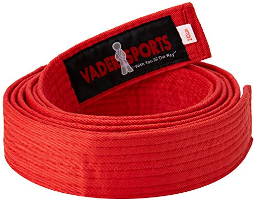 Vader Sports Cinturones de Colores de Karate Artes Marciales de algodón de Judo, Karate, BJJ, Cinturones de Taekwondo (Rojo, 280 cm Adultos)