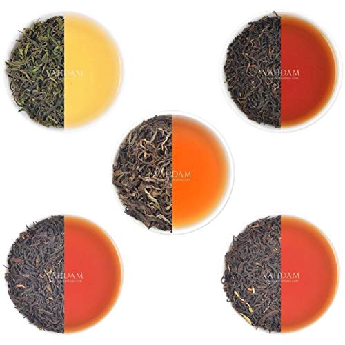 VAHDAM, Muestra De Hojas De Té Oolong - 5 TEAS, 25 porciones | 100% natural té desintoxicante | te azul oolong, te blanco oolong, te conde gris oolong, te Montaña alta oolong, te especiado oolong