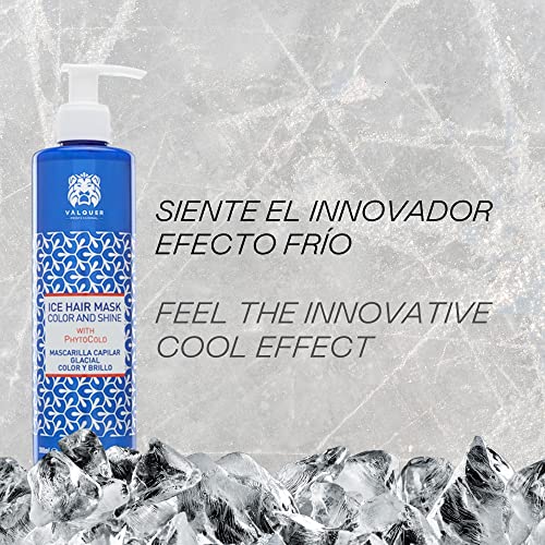 Valquer Profesional Ice Hair Mask, Mascarilla Capilar Efecto Hielo Potenciador Color y Brillo, Sin Sal, Sin Parabenos y Sin Sulfatos, Cabellos Teñidos - 1000 Ml