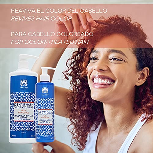 Valquer Profesional Ice Hair Mask, Mascarilla Capilar Efecto Hielo Potenciador Color y Brillo, Sin Sal, Sin Parabenos y Sin Sulfatos, Cabellos Teñidos - 1000 Ml