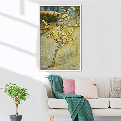 Van Gogh 《Pequeño peral en flor》 Carteles e impresiones Pinturas en lienzo Lienzo Arte de la pared Cuadros en lienzo para la decoración de la sala de estar 60x90cm 24 "x35" Sin marco