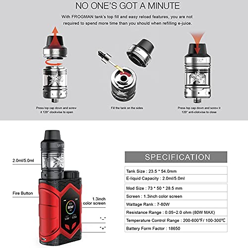 VAPTIO Wall Crawler sigaretta elettronica Kit E-sigaretta Vape 80W No E Liquido No Nicotina (rojo)