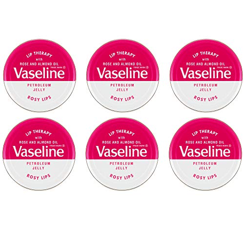 Vaseline Lip Therapy Petroleum Jelly 20 g con rosa y aceite de almendra ROSY LIPS x 6 Tins