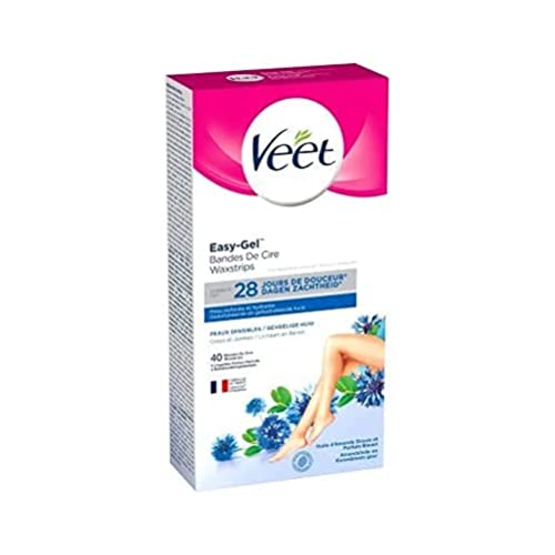 Veet - Easy-Gel Bandes de Cire, Piel sensible - 40 tiras