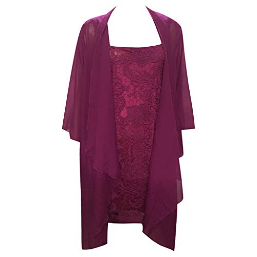 VEMOW Vestido Mujer Moda Dos Piezas Encantador Color sólido Madre deColor sólido la Novia  Cordón Vestidos OtoñO Summer(Púrpura,5XL)