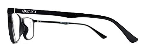 VENICE EYEWEAR OCCHIALI | Gafas de lectura con filtro bloqueo de luz azul para gaming, ordenador, móvil. Anti fatiga professional ULTRALIGERAS y resistentes (Negro con bloqueo de luz azul, +2.50)