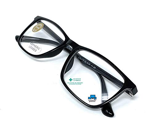 VENICE EYEWEAR OCCHIALI | Gafas de lectura con filtro bloqueo de luz azul para gaming, ordenador, móvil. Anti fatiga professional ULTRALIGERAS y resistentes (Negro con bloqueo de luz azul, +2.50)