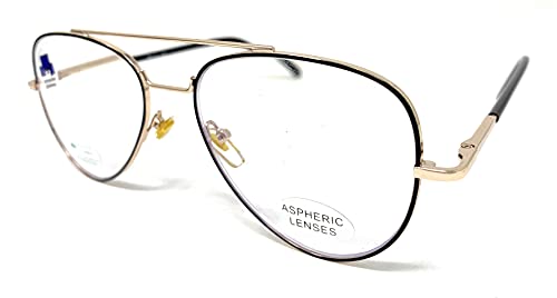 VENICE EYEWEAR OCCHIALI | New Model Gafas de lectura con filtro bloqueo luz azul para gaming, ordenador, móvil. ULTIMA MODA Anti fatiga PILOTO unisex venice (Gold Black, +1,50)