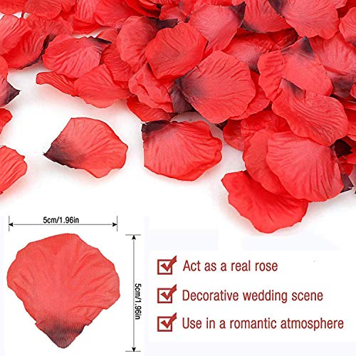 Ventdest 3200 Piezas Pétalos de Rosa Artificial Rojos para el día de San Valentín y Ambiente Romántico, Proponer, Flores de Boda, Confeti, dispersión de Mesa