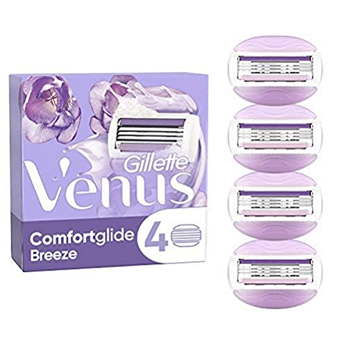 Venus ComfortGlide Breeze Recambio de maquinilla 2-en-1, con barras de gel, sin necesidad de gel de depilación, 4 uds.