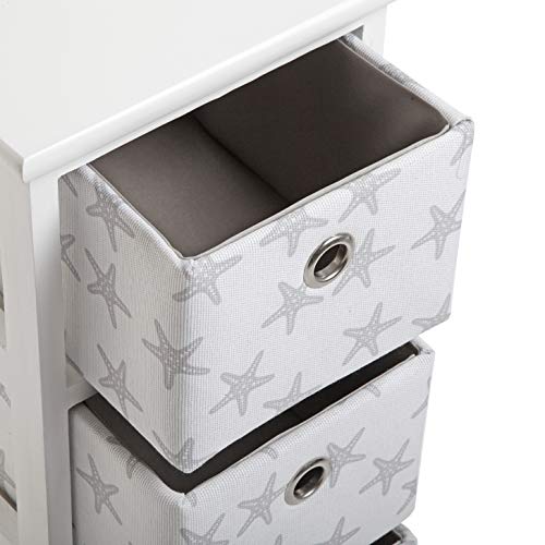 Versa Starfish Mueble para el Baño Auxiliar, Cajonera con 3 cajones para organizar, Almacenaje Moderno y Divertido, Medidas (Al x L x An) 58 x 29 x 23 cm, Madera, Color Blanco