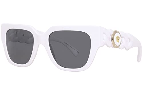 Versace Gafas de sol Marco Blanco, Lentes Gris Oscuro, 53MM