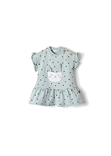 Vestido Bebe Niña – Manga Corta – Vestido Bebe niña Verano - Ropa de Regalo para Bebe Niña – Vestido Punto - Ropa Bebe Niña de 3 Meses a 18meses (6 Meses, Mint)