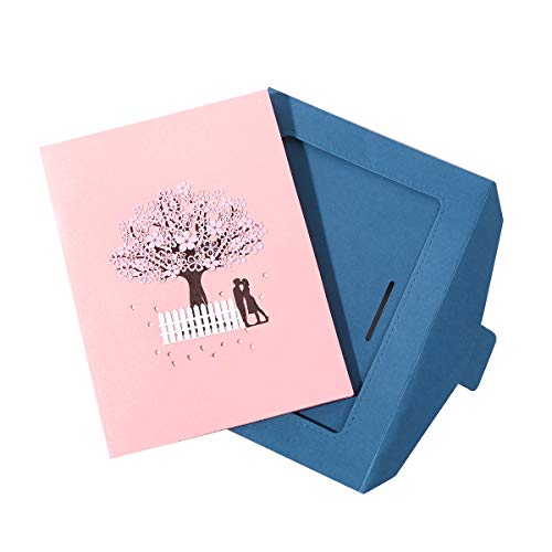 Vicloon Tarjetas de Felicitación, Tarjeta de San Valentín con Sobre, Tarjeta de Felicitación Pop Up 3D, Tarjeta de Felicitación de Boda e Invitación, Rosa Sakura Romántica Tarjeta Cumpleaños