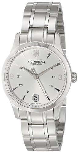 Victorinox Swiss Army Classic Alliance 241539 - Reloj analógico de Cuarzo para Mujer, Correa de Acero Inoxidable Color Plateado (Agujas luminiscentes, Cifras luminiscentes)