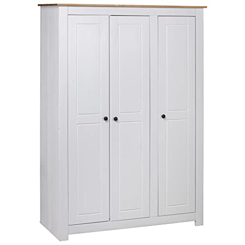 vidaXL Armario de 3 Puertas Madera Pino Panamá Range Hogar Habitación Muebles Mobiliario Decoración Diseño Estilo Bricolaje 118x50x171,5 cm Blanco