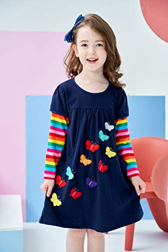 VIKITA Vestido para Niñas Manga Larga Algodón Princesa Casuales Bebe Niñas lh5805 5T