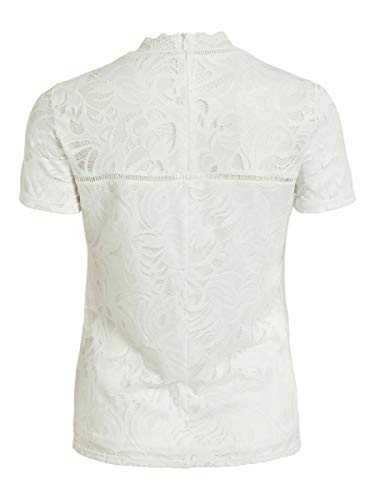 Vila Clothes Vistasia S/s Lace Top-Noos Camiseta sin Mangas, Blanco (Cloud Dancer Cloud Dancer), 44 (Talla del Fabricante: X-Large) para Mujer