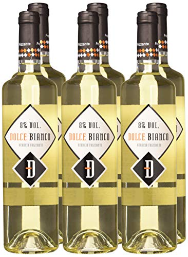 Vino Blanco Frizzante Dolce Bianco - 6 Botellas de 750 ml (Total 4.5 L) BODEGA CUATRO RAYAS