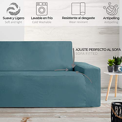 Vipalia Fundas Sofa elasticas Terciopelo. Fundas de Sofas 3 plazas. Cubresofas Ajustables. Protector Antimanchas. Confort Descanso. Azul 3 Plazas(175-225cm)