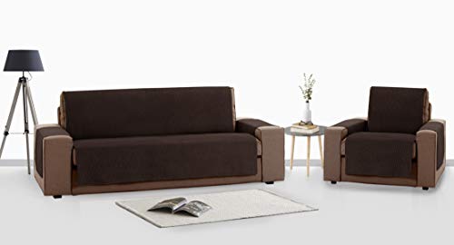 Vipalia Protector Funda para Sofa Ajustable. Cubresofas para Invierno Verano. Funda Sofa Antimanchas Chenilla Suave. Color Marron. Cubre Sofa 4 plazas (190 cm)