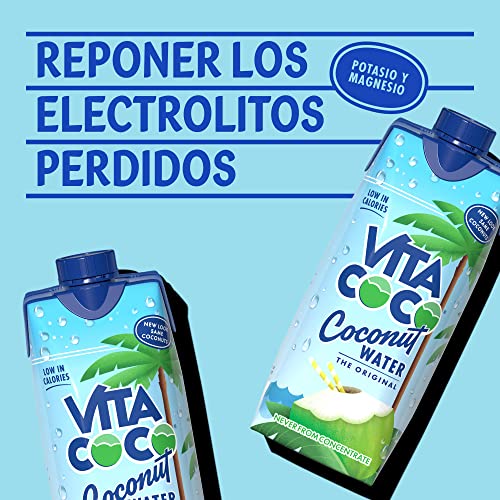 Vita Coco - Agua De Coco Pura (330ml x 12) - Hidratante Natural - Repleto de Electrolitos - Sin Gluten - Lleno de Vitamina C y Potasio