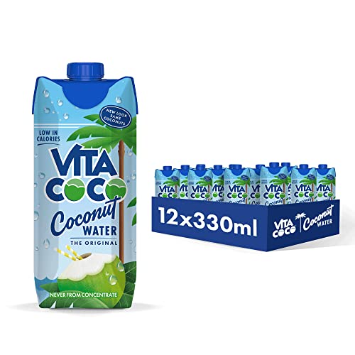 Vita Coco - Agua De Coco Pura (330ml x 12) - Hidratante Natural - Repleto de Electrolitos - Sin Gluten - Lleno de Vitamina C y Potasio