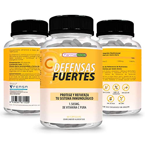 Vitamina C Pura 1.585mg | Protege y refuerza el sistema inmunológico | Defensas fuertes | Aporta energía y vitalidad | Acción antioxidante | 60 cápsulas