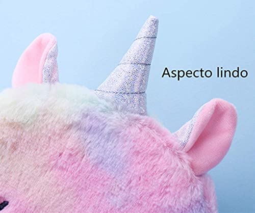 Voarge Bolso Bandolera Unicornios para Niñas, Bolso Pequeño de Felpa, Bolso de Hombro para Niñas Pequeñas, Bolso Mochila Unicornio Niña (Rosado azul)