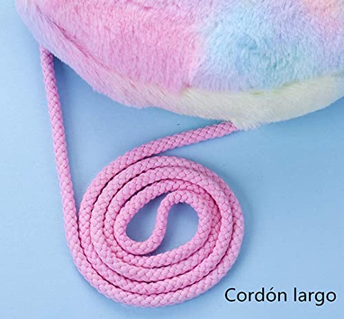 Voarge Bolso Bandolera Unicornios para Niñas, Bolso Pequeño de Felpa, Bolso de Hombro para Niñas Pequeñas, Bolso Mochila Unicornio Niña (Rosado azul)