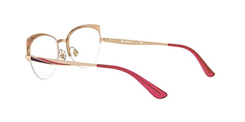 Vogue Marco de gafas de prescripción para mujer Vo4153 Metal Cat Eye, Oro rosa/rojo mate/lente demo,