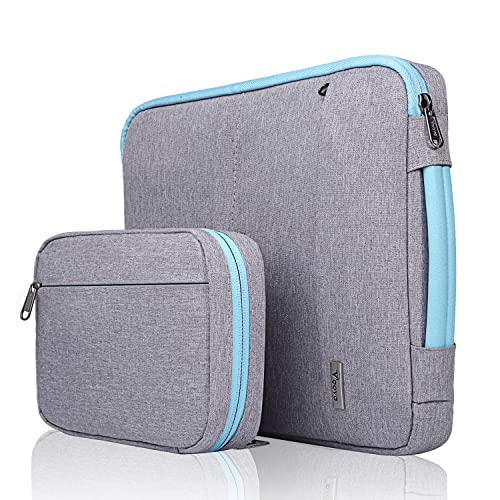 Voova Funda Portátil 14-15.6 Pulgadas, Bolsillo de Accesorios para Funda Ordenador Portátil, Compatible con Macbook Pro 15/16, Surface Laptop 3, HP Pavilion, DELL Lenovo Acer Chromebook, Gris Claro