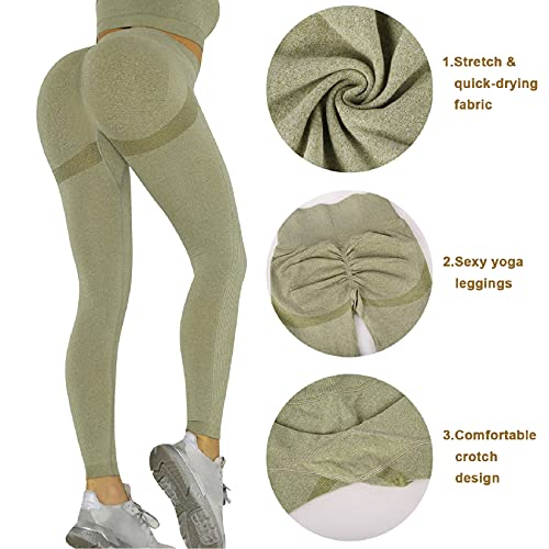 Voqeen Pantalones de Adelgazantes Push Up Mujer Leggins Reductores Adelgazantes Leggings Pantalones de Yoga Anticeluliticos Cintura Alta Mallas Fitness (Verde, S)