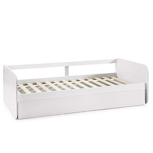 VS Venta-stock Cama Nido Juvenil Cora 90X190, Color Blanco, Dimensiones: 195cm (Largo), 106cm (Ancho) y 62cm (Alto)