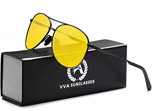 VVA Gafas de sol Hombre Polarizadas Piloto Hombres Piloto Gafas de sol Polarizadas Hombre Unisex Protección UV400 por V101 (Vision Nocturna)
