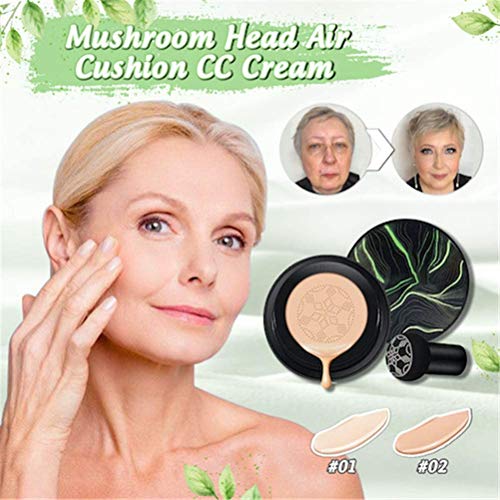 Waterproof Flaw-Less Air Cushion Foundation, Air Cushion Cc Cream Mushroom Head Foundation, Makeup Foundation Full Coverage, Even Skin Tone Makeup Base