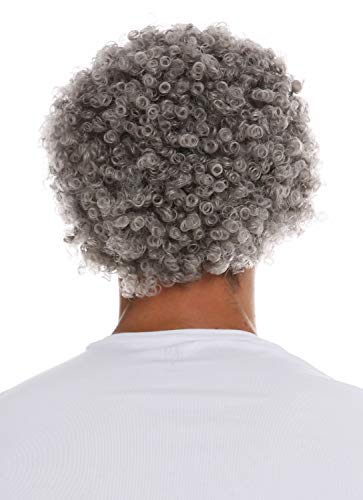 WIG ME UP- MMAS-9M-K686 Peluca para Mujeres Hombres Carnaval Afro rizos Cortos densos Cabello Crespo Gris