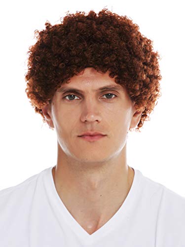 WIG ME UP- MMAS-9M-KF938 Peluca para Mujeres Hombres Carnaval Afro rizos Cortos densos Cabello Crespo castaño Rojizo