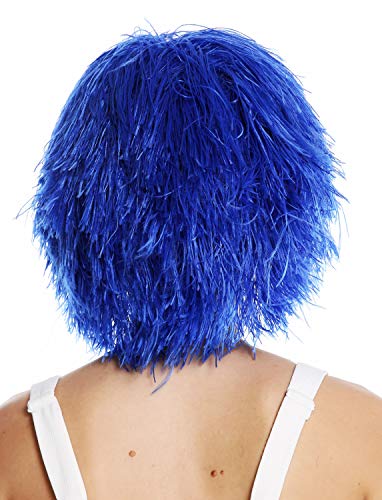 WIG ME UP - MMSLW-K2079 Peluca de Mujer Hombre Carnaval despeinada despeluznada como Paja voluminosa Duende Payaso Color Azul