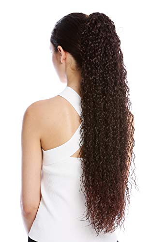 WIG ME UP - N857-V-2T33 extensión de pelo coleta más larga voluminosa rizada rizos crespos afro kinks color castaño caoba teñido 75 cm