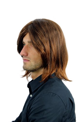 WIG ME UP- peluca para hombres larga estilo juvenil color castaño puntas castañas rojizas raya en medio CM-431-4T30