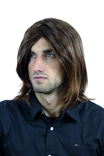 WIG ME UP- peluca para hombres larga estilo juvenil color castaño puntas castañas rojizas raya en medio CM-431-4T30