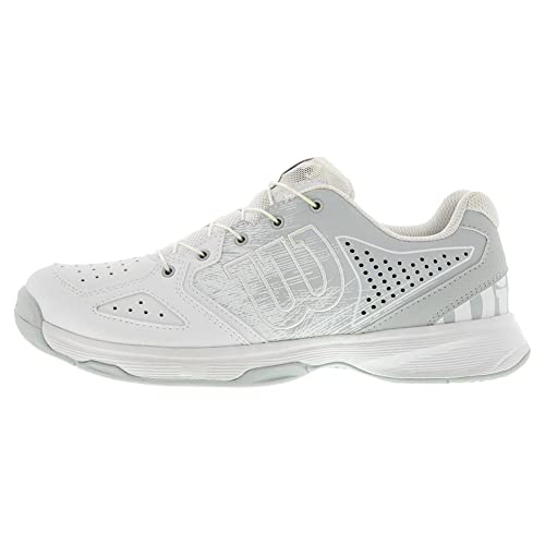 Wilson Kaos Junior QL, Zapatilla de Tenis, para Todo Tipo de Terreno, Tenistas de Cualquier Nivel Niños, Blanco Azul Claro Negro, 34 EU