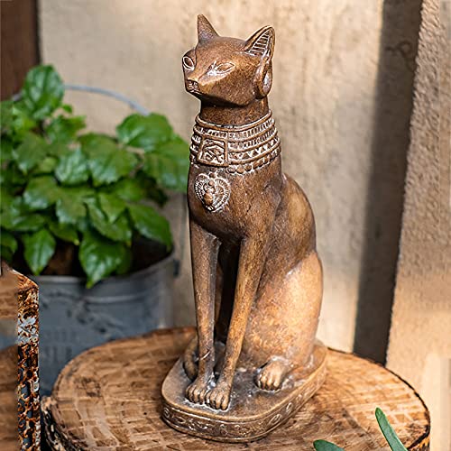 WLVG Gato Egipcio Bastet Estatua,Resina Gato Egipcio Diosa Bastet Estatuilla Coleccionable Jardín Escritorio Decoración Regalo,Hecho A Mano Antiguo Gato Diosa Escultura-Bastet 18x10.6x30cm(7x4x12