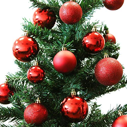 Wohaga® Set de 70 Bolas de Navidad Ø4/5/6cm / plástico/Rojo - Adornos del árbol de Navidad decoración navideña decoración para el Abeto