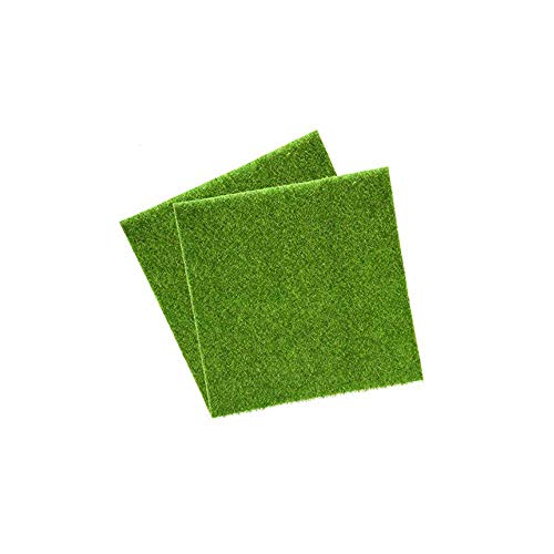 Wohlstand 2 Pcs Césped Artificial hierba de césped de plástico interior al aire libre hierba sintética Miniatura Micro Paisaje Musgo para Decoración de Jardín Musgo Artificial verde 30 * 30cm