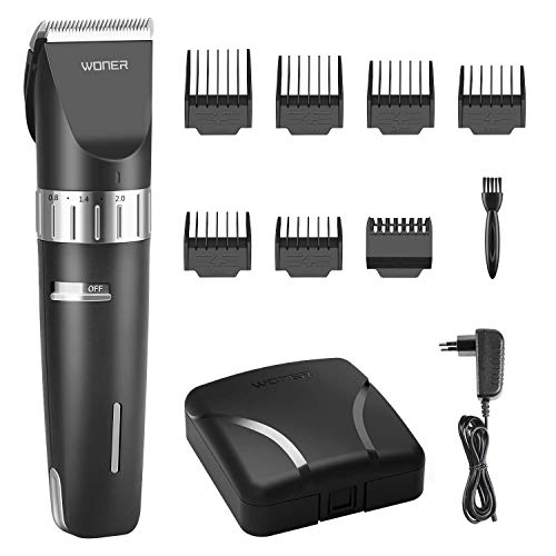 WONER Maquina Cortar Pelo Cortapelos Hombres Profesional Fácil Usar Inalámbrico Recargable Cuchillas Cerámica Batería 2000mAh Recortador Barba Familia Padre Esposo Con Estuche